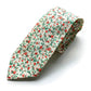 Rustic orange and green floral wedding necktie in vintage calico fabric, handmade for groomsmen and groom attire, perfect for spring and fall weddings by Stratton Suspender Co.