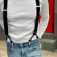 Vintage 1940s waffle knit thermal shirt in white, styled with black suspenders and Vintage Levi’s denim. This heavyweight long sleeve thermal, inspired by classic American workwear, offers warmth, durability, and timeless heritage style. Ethically made in the USA by Stratton Suspender Co.