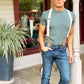 Vintage Beige Linen Magnetic Clasp Suspenders – Heritage American Style with Levi’s & Green T-Shirt – Handmade in Texas, USA