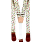 Floral cotton women’s suspenders with cognac leather magnetic clasps, vintage cottagecore accessory.
