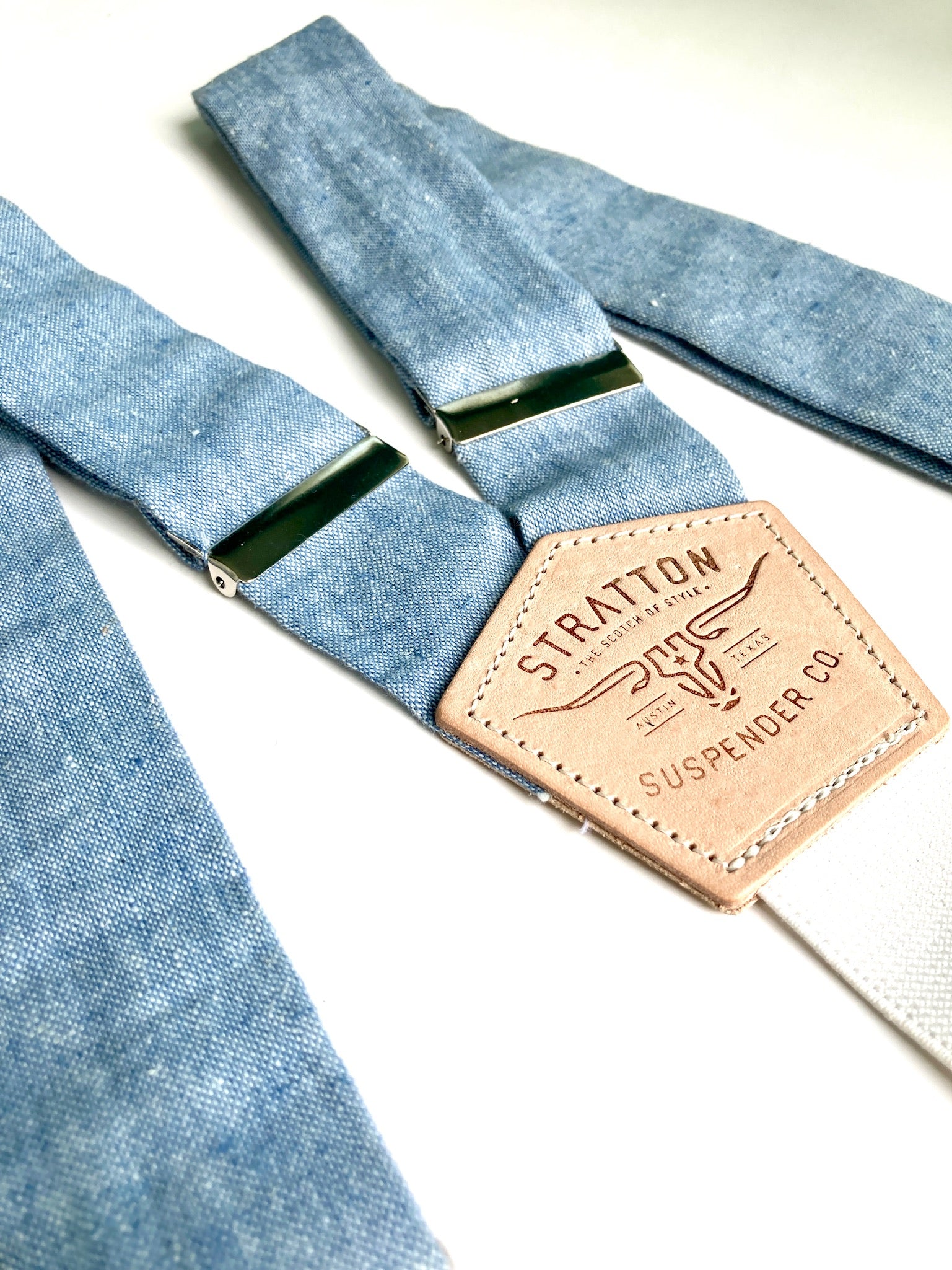 Stratton Suspenders in Frio River Blue Linen 