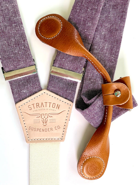 Purple Linen Suspenders Set - Fall Collection Stratton Suspender Co.