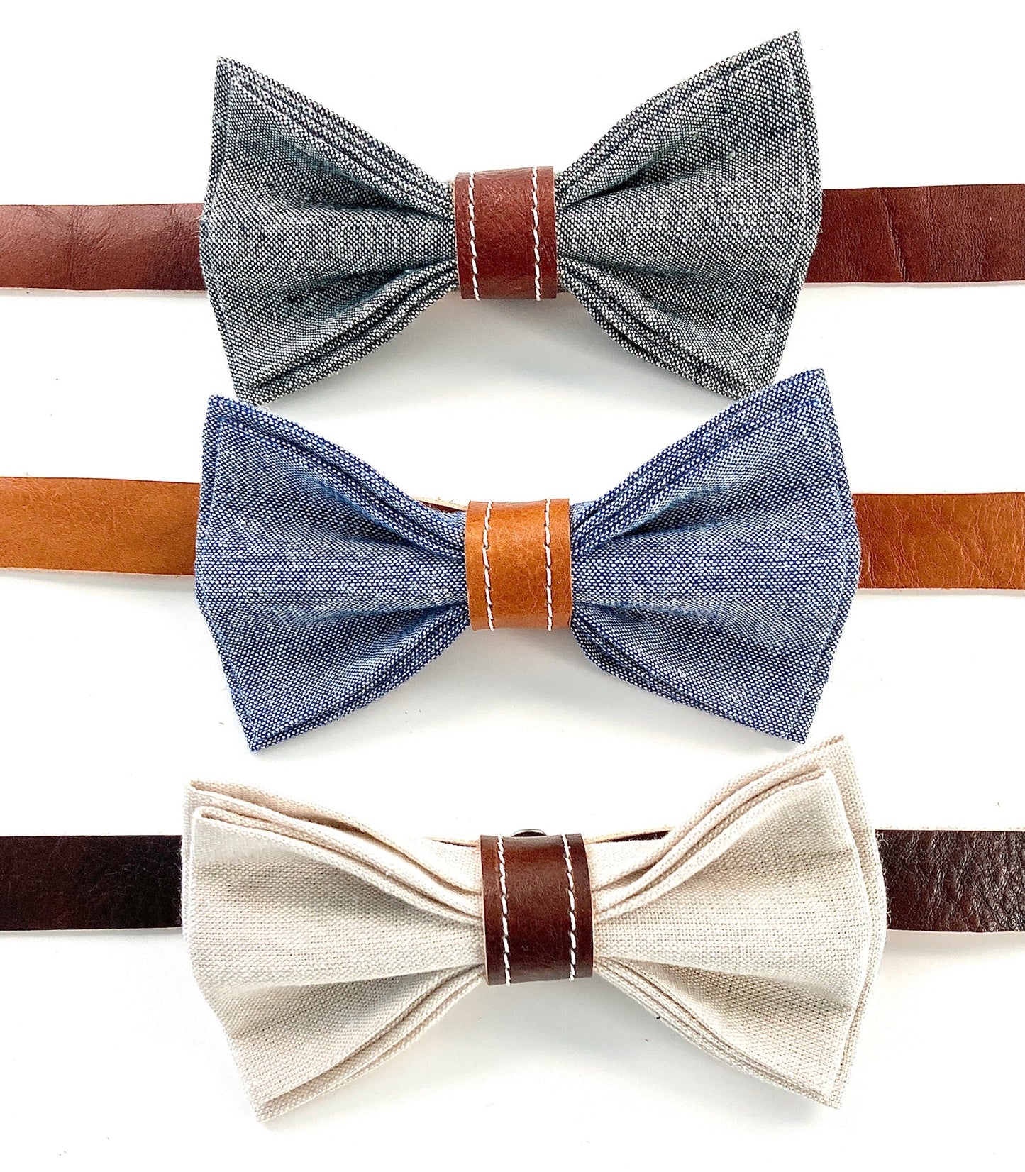 Wedding Supender and Bowtie Set in Blue Bonnet Blue Linen