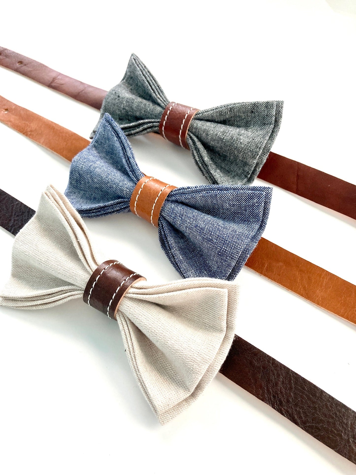 Wedding Supender and Bowtie Set in Blue Bonnet Blue Linen