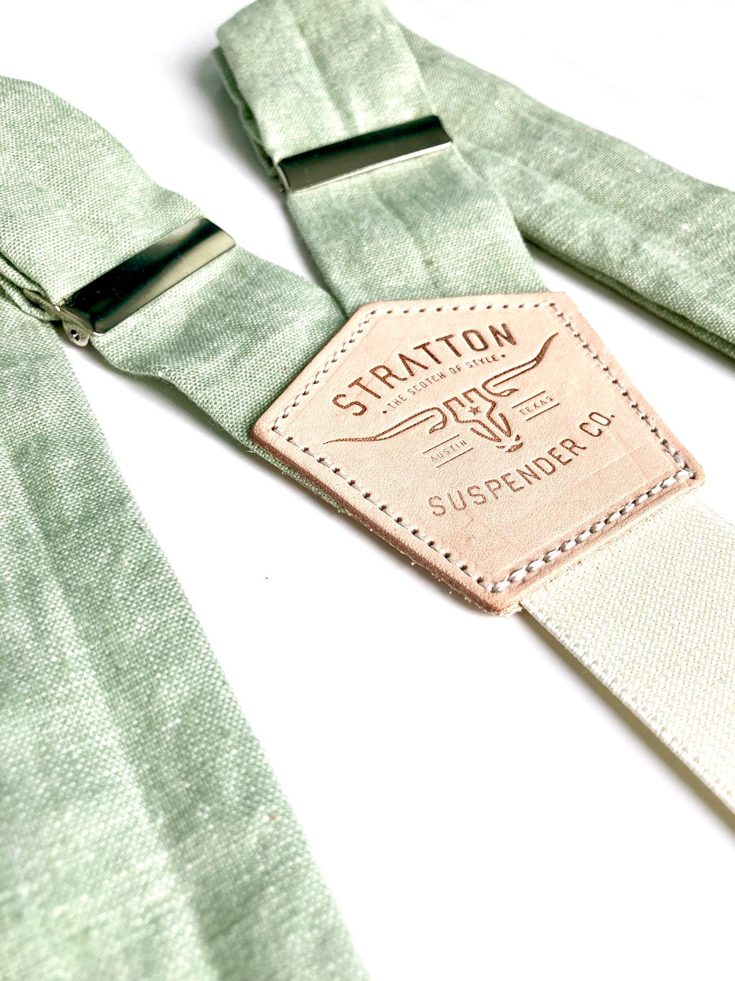 Stratton Suspender Co. Straps in Garner Green Linen