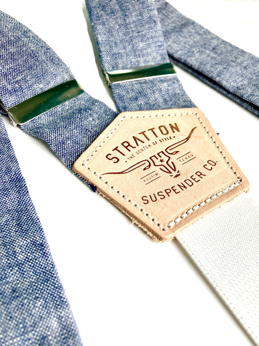 Stratton Suspender Co. Straps in Blue Bonnet Blue Linen