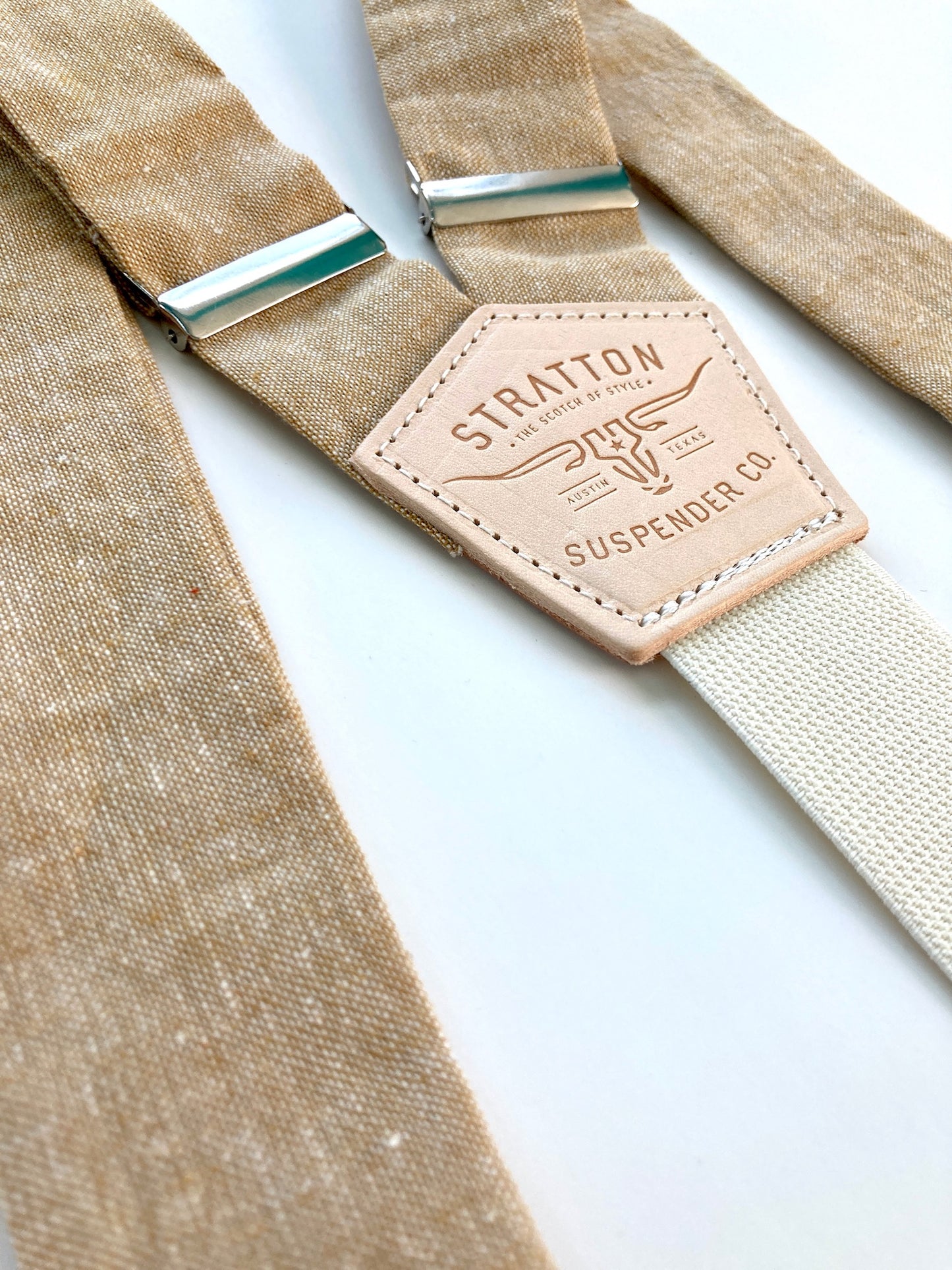 Leather Linen Button On Suspenders Set - Spring Collection Stratton Suspender Co.
