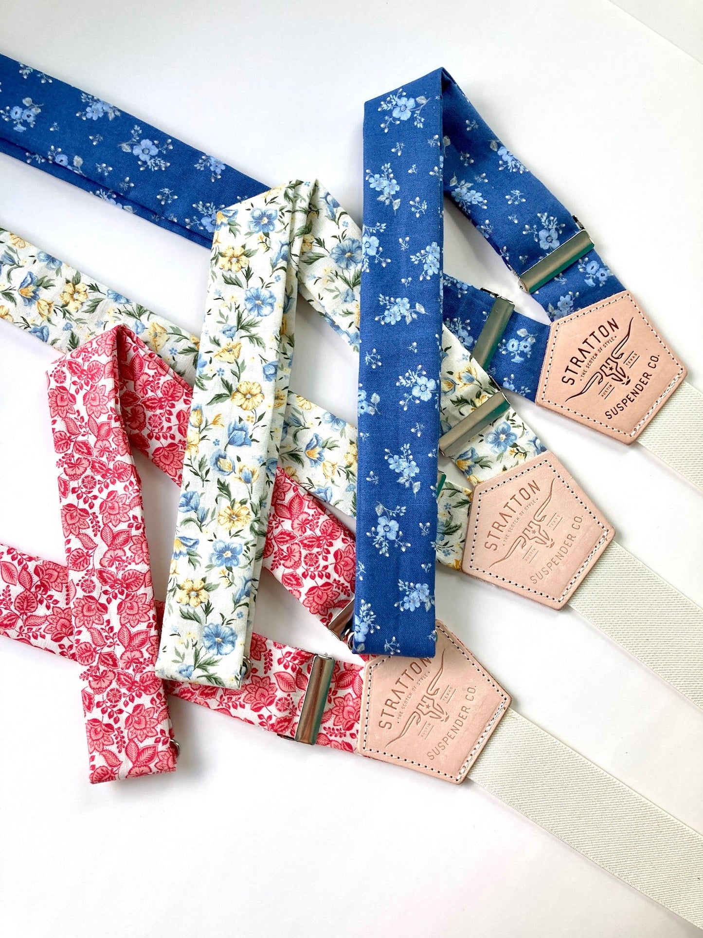 Stratton Suspender Co.’s Limited Edition 1880 Vintage Collection in Red, Cream, and Blue Floral