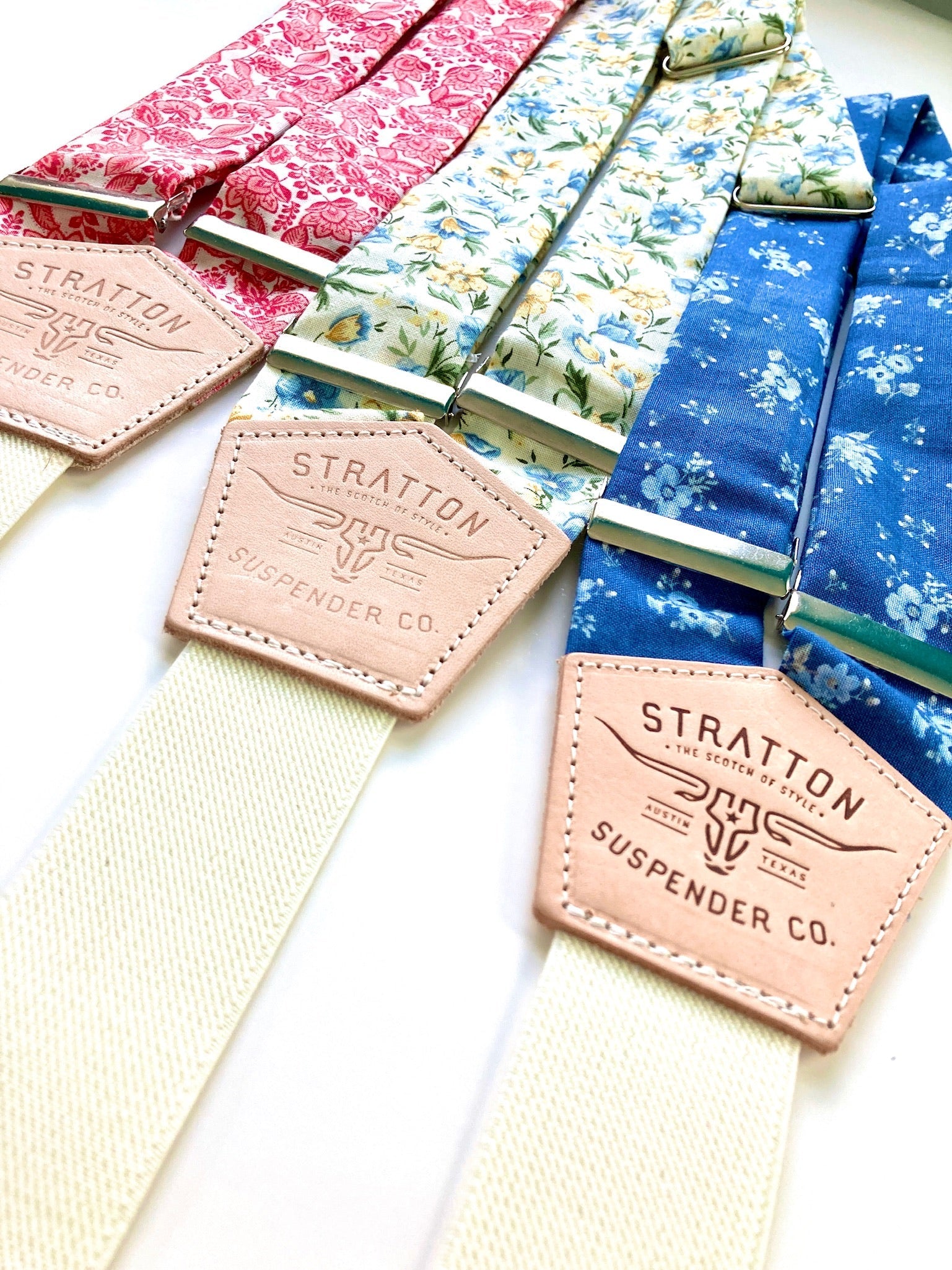 Stratton Suspender Co.’s Limited Edition 1880 Vintage Collection in Red, Cream, and Blue Floral