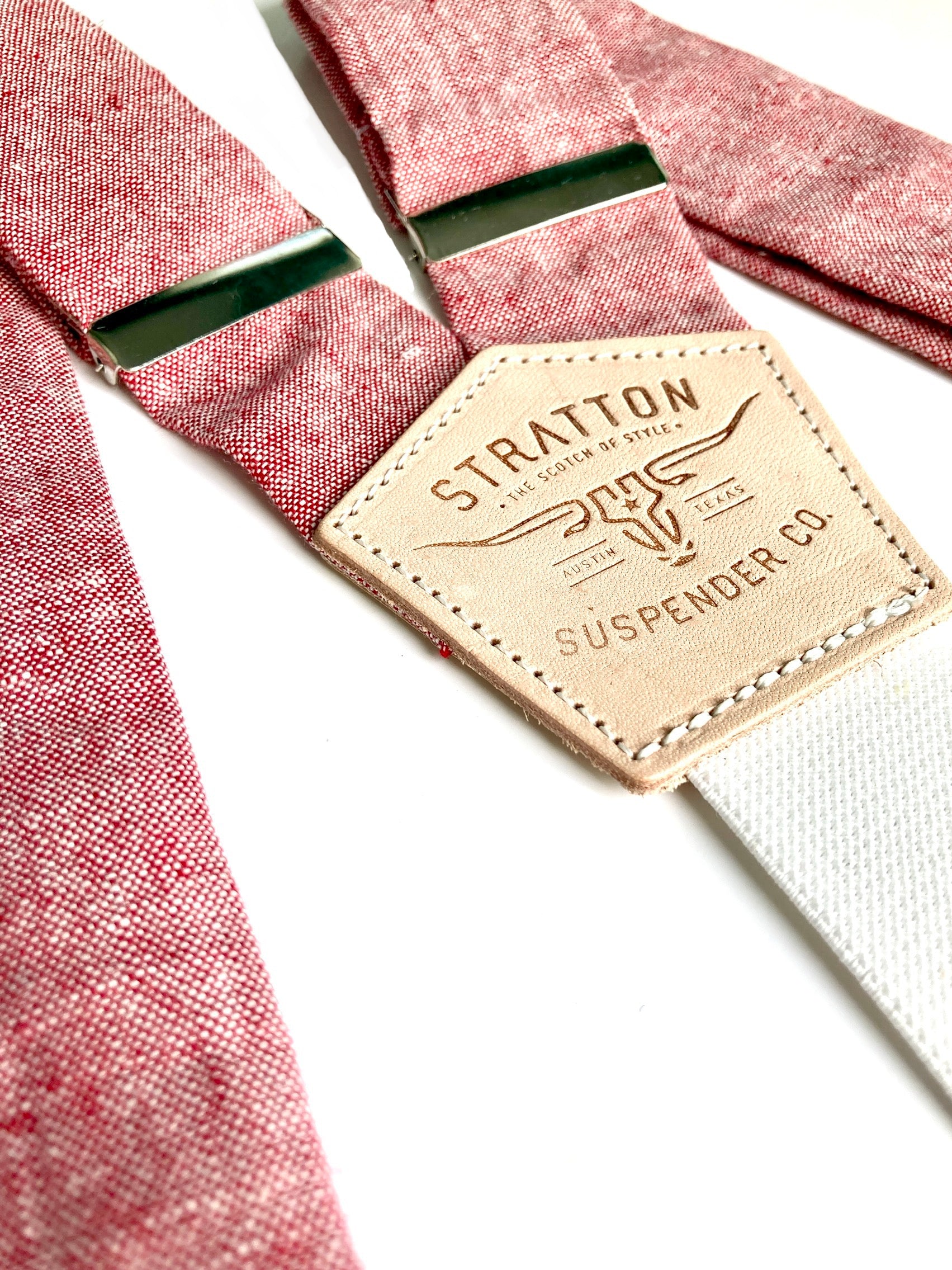 Stratton Suspender Co. Straps in Bandera Red Linen