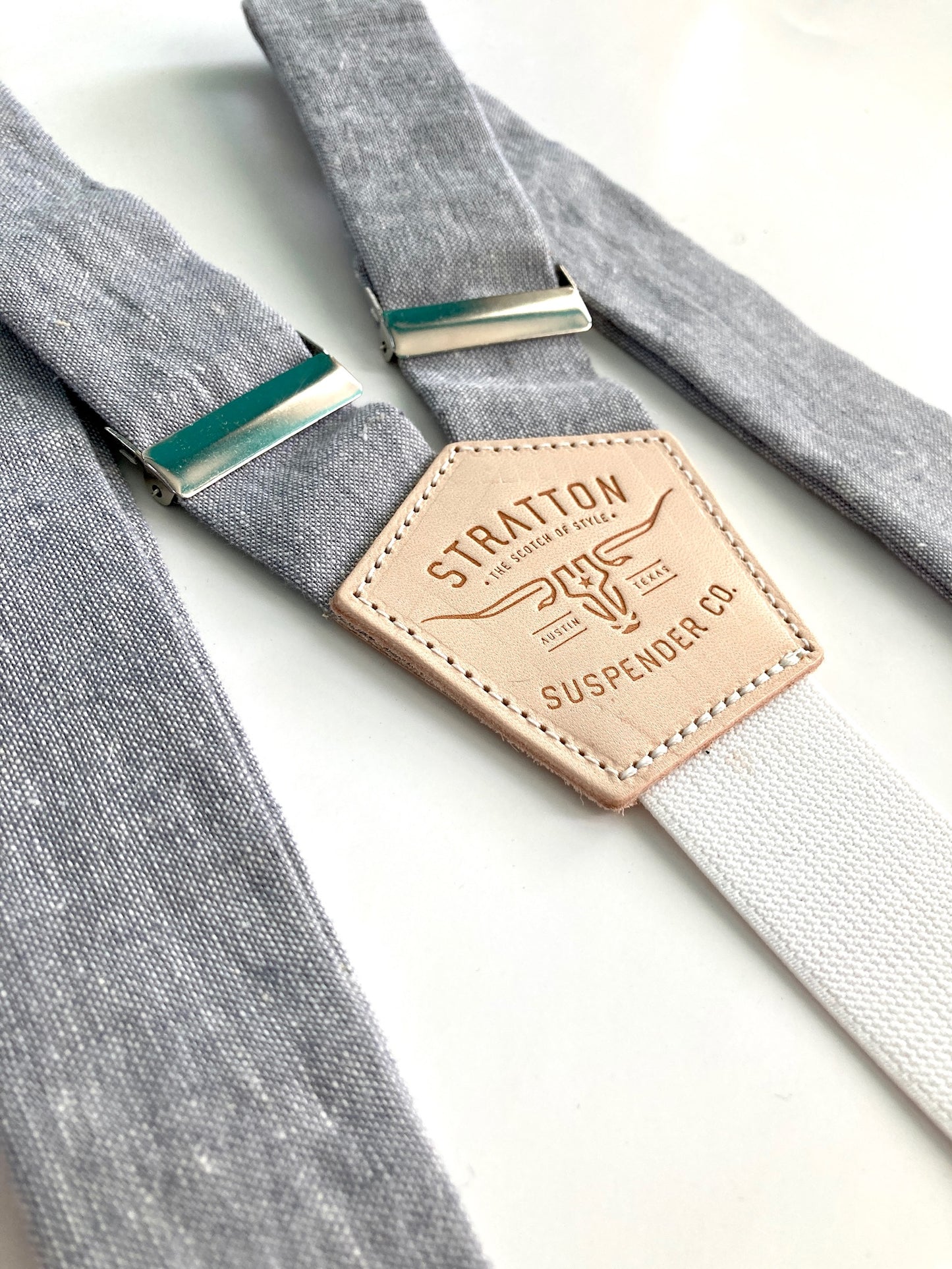 Steel Gray Linen Button On Suspenders Set - Spring Collection Stratton Suspender Co.